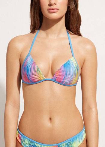 Tops De Biquíni Calzedonia Graduated Acolchoado Triangle Maiorca Feminino Multicoloridas | PT2449UT