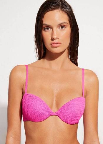 Tops De Biquíni Calzedonia Graduated Acolchoado Push-Up Miami Feminino Rosa | PT2465JJ