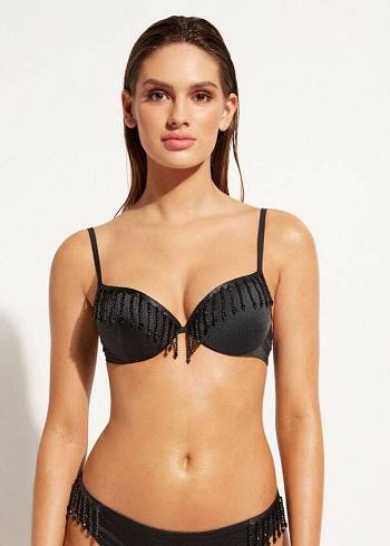 Tops De Biquíni Calzedonia Lightly Acolchoado Push-up Taipei Feminino Pretas | PT2414HK