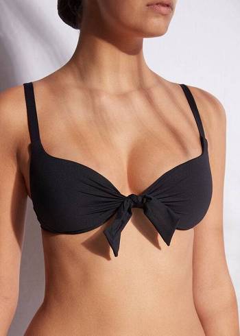 Tops De Biquíni Calzedonia Patrizia Indonesia Push-Up Feminino Pretas | PT2253ZG