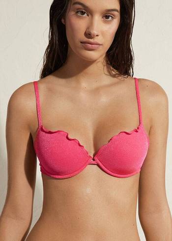 Tops De Biquíni Calzedonia Push Up Formentera Feminino Rosa | PT2250JJ