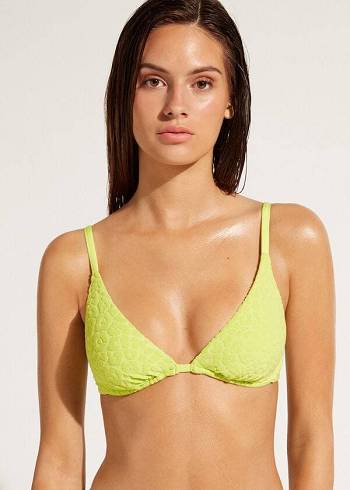 Tops De Biquíni Calzedonia Removable Padding Push Up Bangkok Feminino Verdes | PT2235WY