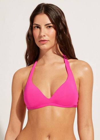 Tops De Biquíni Calzedonia Soft Acolchoado Triangle Indonesia Feminino Rosa | PT2225KI