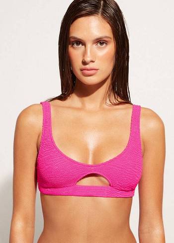 Tops De Biquíni Calzedonia Tank-style Cut Out Miami Feminino Rosa | PT2185RW