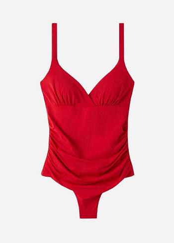 Trajes De Banho Calzedonia Acolchoado One-Piece Shaping-Effect Indonesia Feminino Vermelhas | PT2000QZ