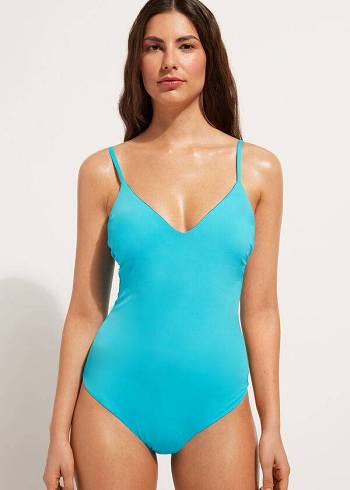 Trajes De Banho Calzedonia Acolchoado One-Piece Indonesia Feminino Turquesa | PT2008OR