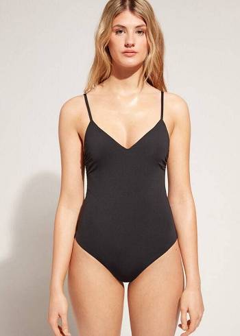 Trajes De Banho Calzedonia Acolchoado One-Piece Indonesia Feminino Pretas | PT2013FM