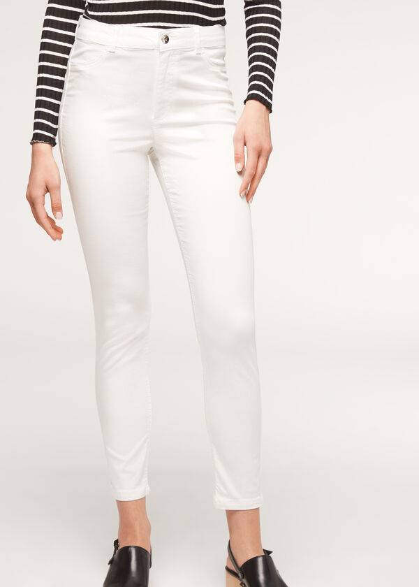 Calça Jeans Calzedonia Eco Light Push Up Denim Feminino Branco | PT1610QZ