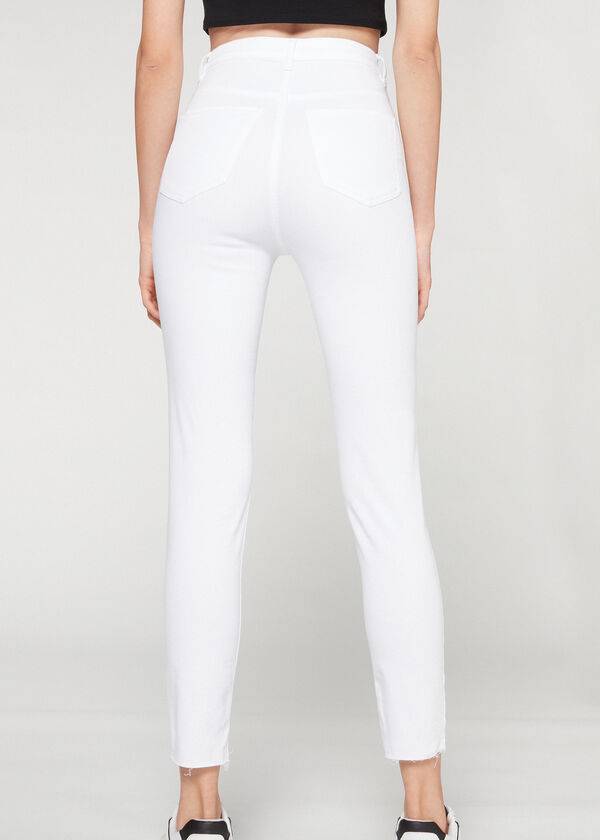 Calça Jeans Calzedonia High-Cintura Magro Feminino Branco | PT1589YU