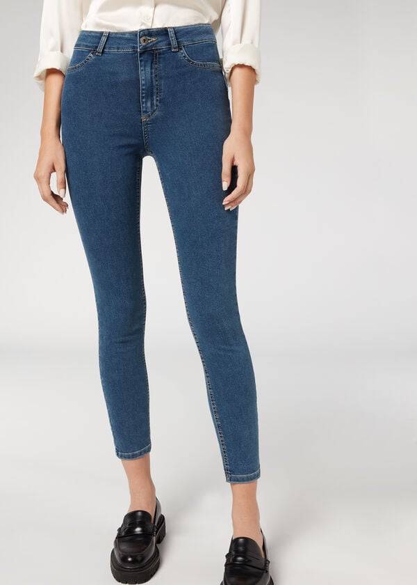 Calça Jeans Calzedonia Push-up and soft touch Feminino Azuis | PT1581BC