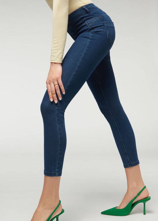 Calça Jeans Calzedonia Push-up and soft touch Feminino Azul Marinho | PT1582NB