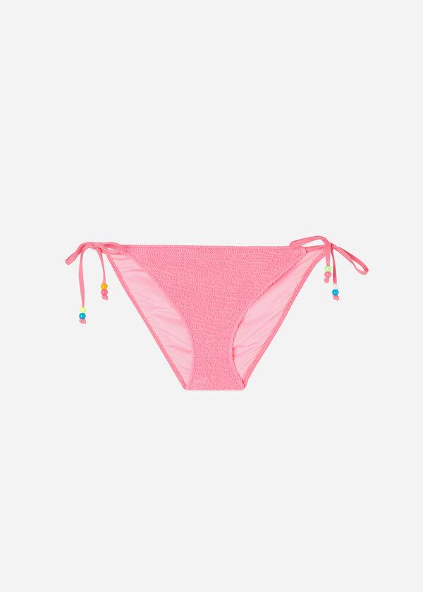 Calças De Biquíni Calzedonia Crinkled String San Diego Feminino Rosa | PT2815PQ