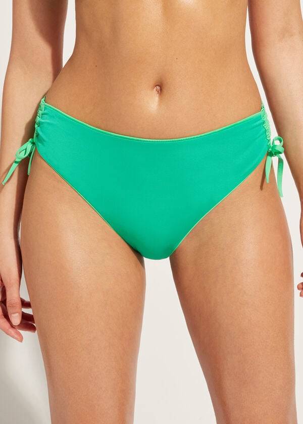 Calças De Biquíni Calzedonia High-Cintura Drawstring Indonesia Feminino Verdes | PT2735LH