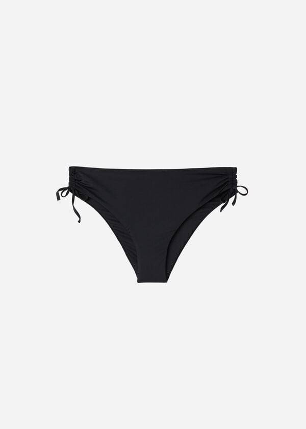 Calças De Biquíni Calzedonia High-Cintura Drawstring Indonesia Feminino Pretas | PT2736KI