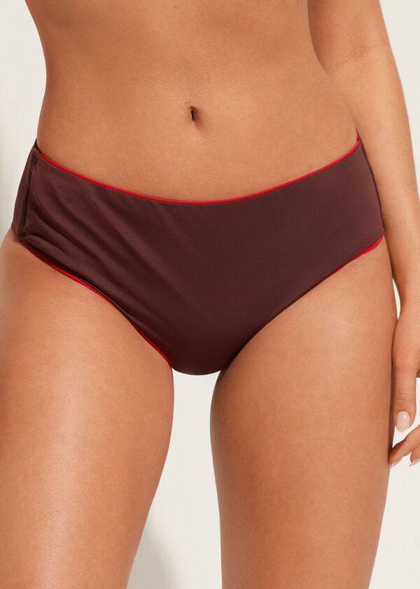 Calças De Biquíni Calzedonia High Cintura Indonesia Eco Feminino Bordeaux | PT2757VD