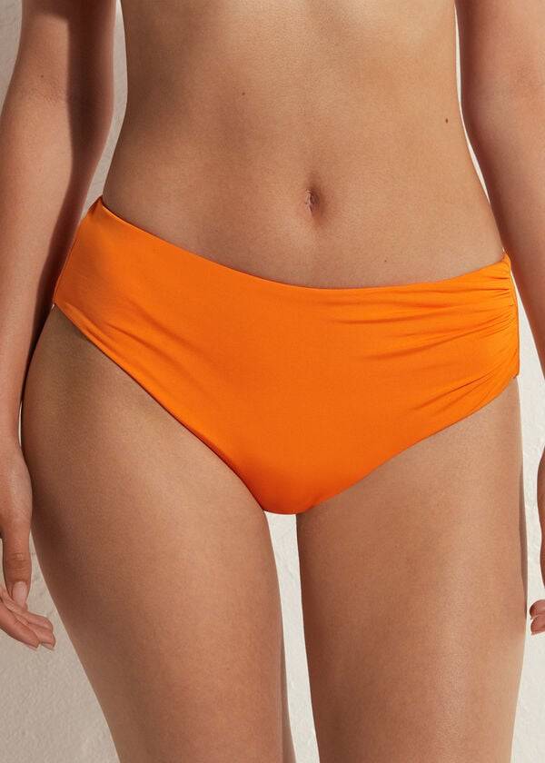 Calças De Biquíni Calzedonia High Cintura Indonesia Eco Feminino Laranja | PT2764HK