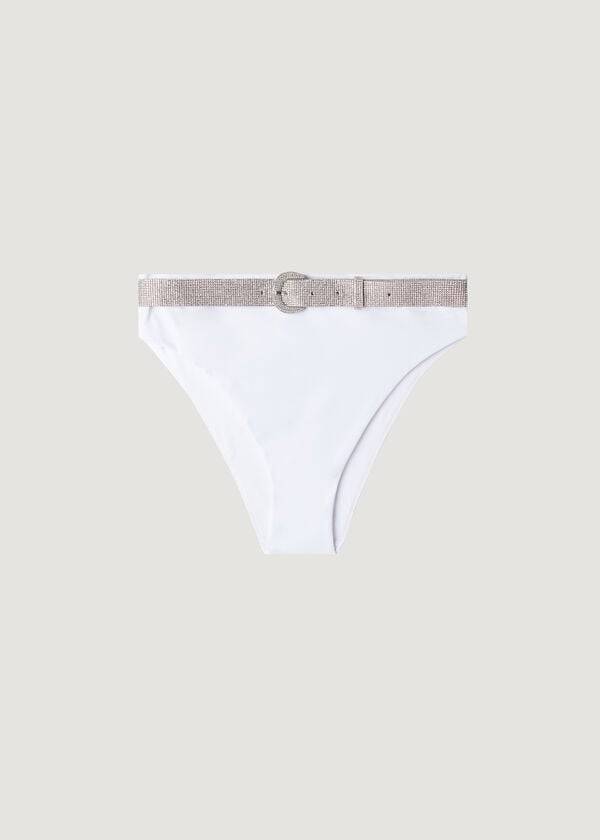 Calças De Biquíni Calzedonia High Cintura Dubai Feminino Branco | PT2768DN