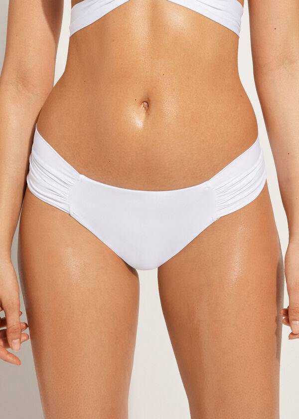 Calças De Biquíni Calzedonia Indonesia Eco rosa Feminino Branco | PT2708WY