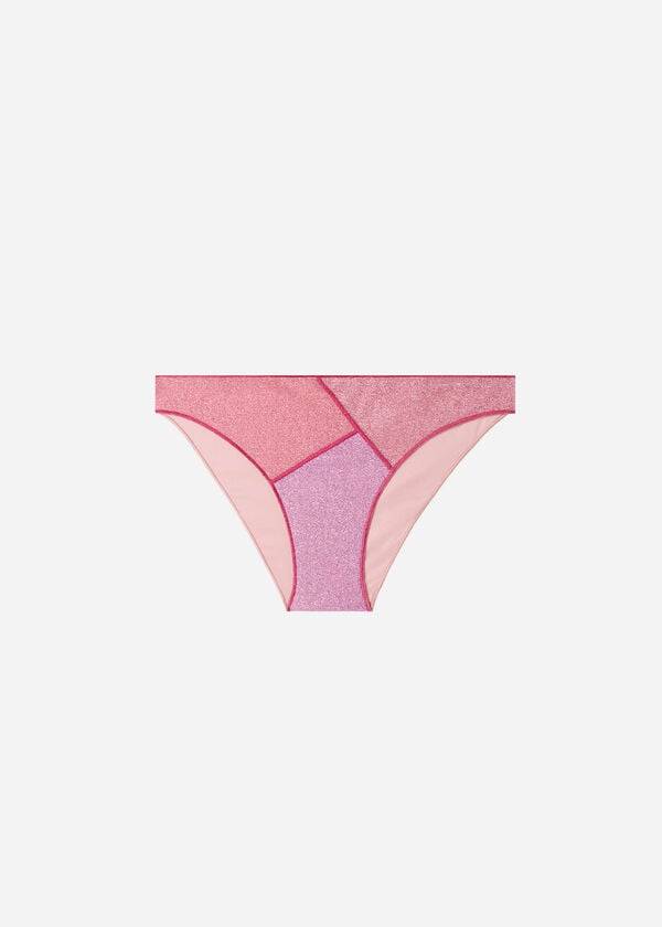 Calças De Biquíni Calzedonia Lamé Lisbona Feminino Rosa | PT2702IS