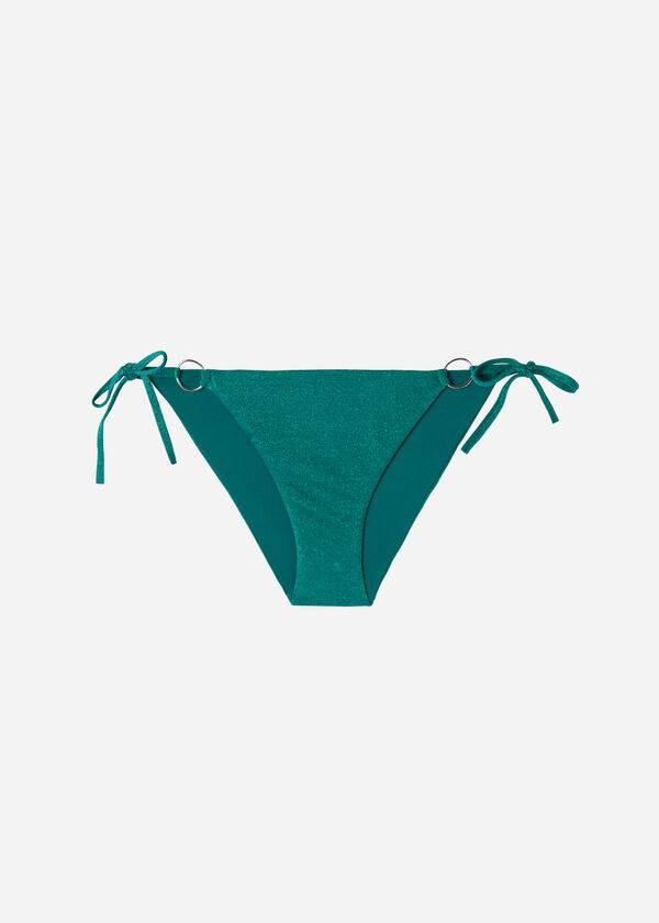 Calças De Biquíni Calzedonia Lamé String Hollywood Feminino Verdes | PT2700PQ