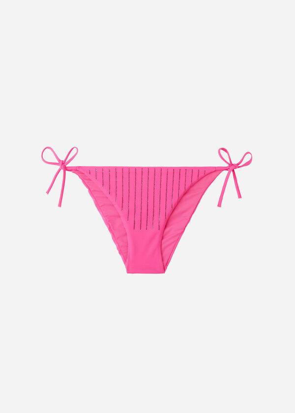 Calças De Biquíni Calzedonia Rhinestone String Shanghai Feminino Rosa | PT2666JJ