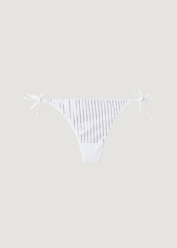 Calças De Biquíni Calzedonia Rhinestone Brazilian String Shanghai Feminino Branco | PT2672AP