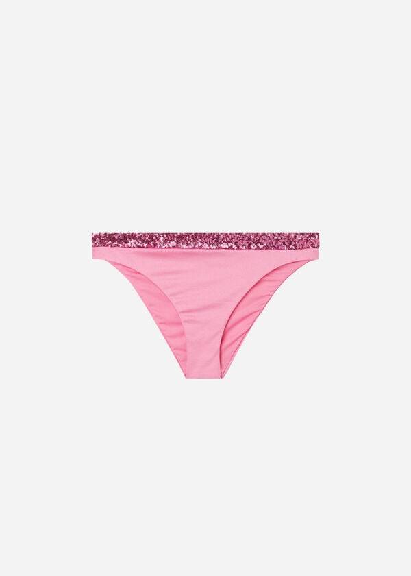 Calças De Biquíni Calzedonia Sequined Cannes rosa Feminino Rosa | PT2651YU