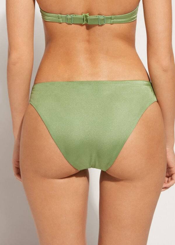 Calças De Biquíni Calzedonia Sequined Cannes rosa Feminino Verdes | PT2653RW