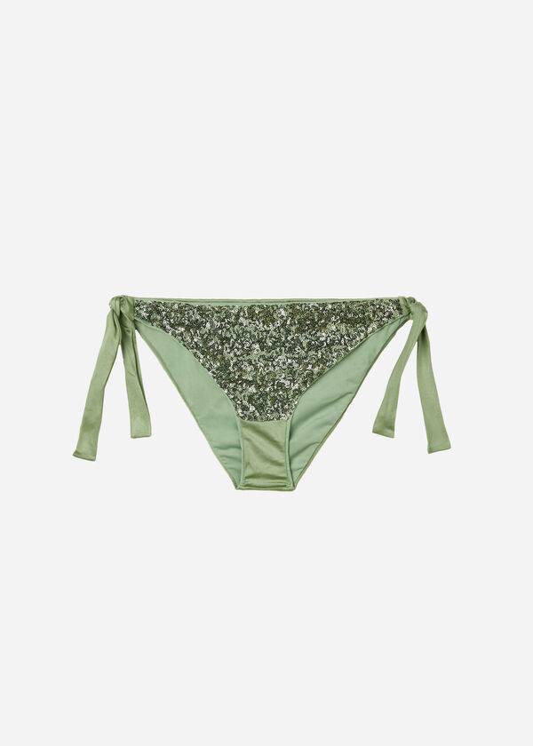 Calças De Biquíni Calzedonia Sequined Side-Tie Cannes Feminino Verdes | PT2643FM