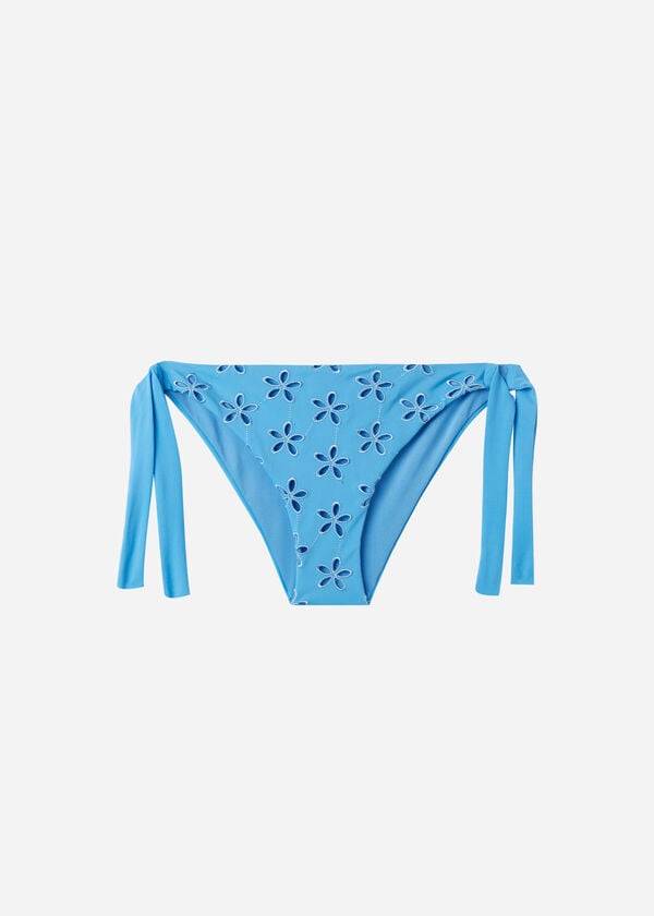 Calças De Biquíni Calzedonia Side Tie Corfù Feminino Azuis | PT2629PQ