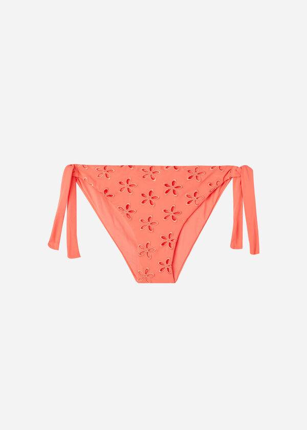 Calças De Biquíni Calzedonia Side Tie Corfù Feminino Coral Laranja | PT2630OR