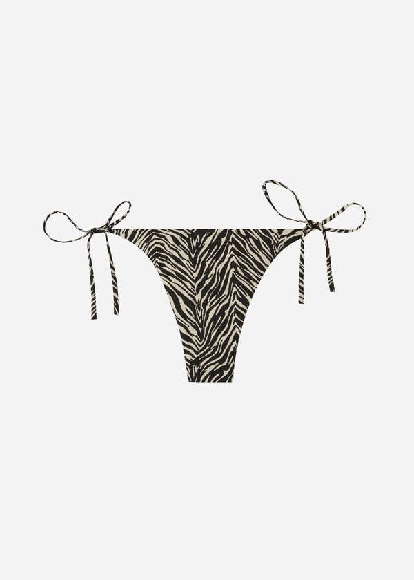 Calças De Biquíni Calzedonia Thong Zebra Nairobi Feminino Pretas | PT2550PQ