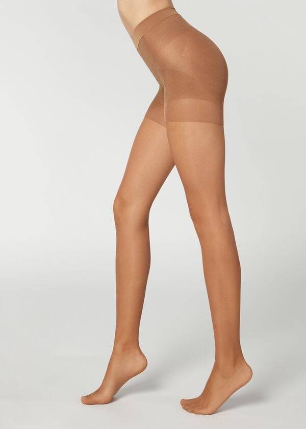 Collants Calzedonia 15 Denier Total Shaper Sheer Feminino Caqui | PT3056OR