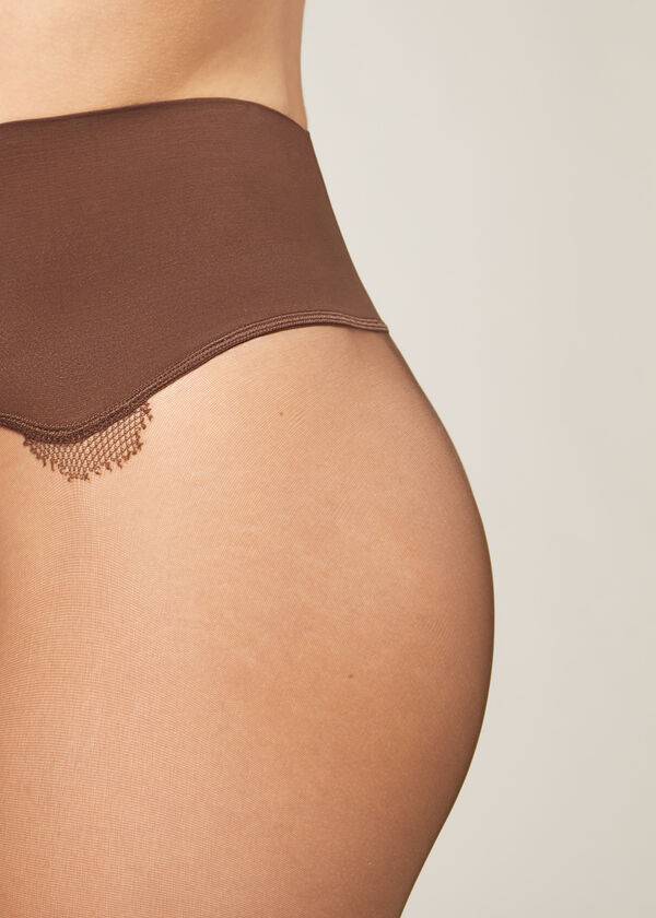 Collants Calzedonia 20 Denier Seamless Totally Invisible Sheer Feminino Cafes | PT3041VD