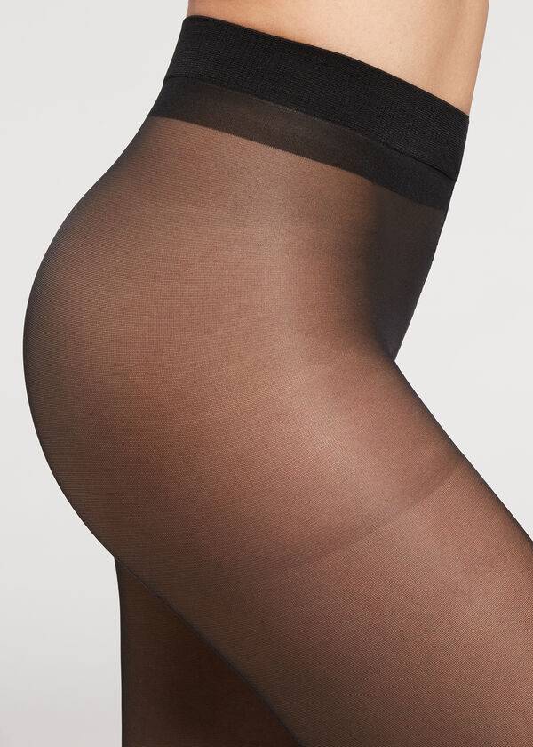 Collants Calzedonia 30 Denier Sheer Shaping with Control Top Feminino Pretas | PT3006YU