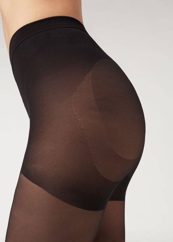 Collants Calzedonia 30 Denier Total Shaper Sheer Sexy Feminino Pretas | PT2997GL