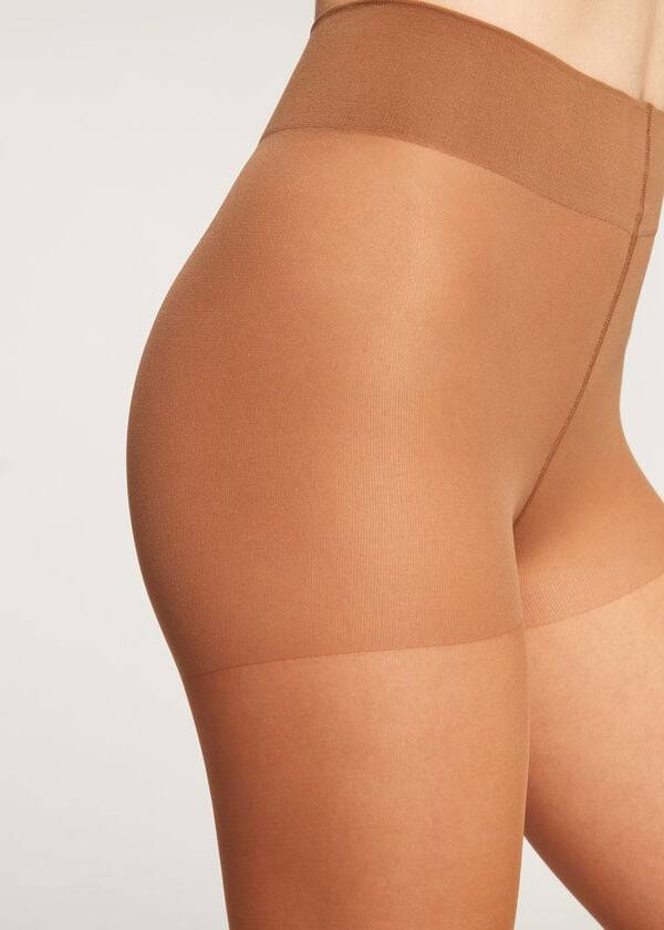 Collants Calzedonia 40 Denier Action Medium Sheer Feminino Marrom | PT2993QZ