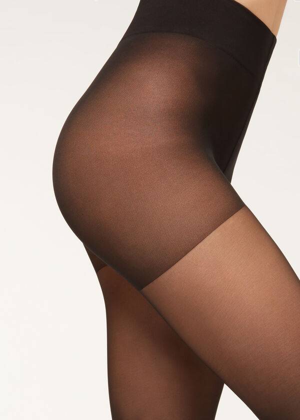 Collants Calzedonia 40 Denier Action Medium Sheer Feminino Pretas | PT2995NB