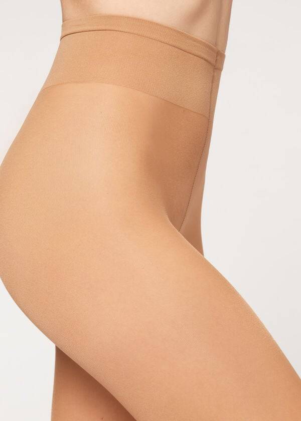 Collants Calzedonia 40 Denier Sheer Feminino Bege Marrom | PT2983AP