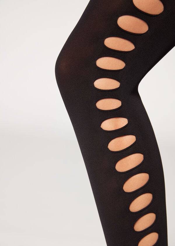 Collants Calzedonia Cut-Out Opaque 90 Denier Patterned Feminino Pretas | PT3100OR