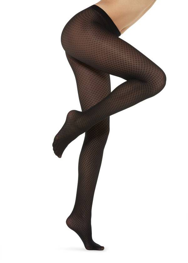 Collants Calzedonia Diamond Patterned Feminino Pretas | PT3097SO