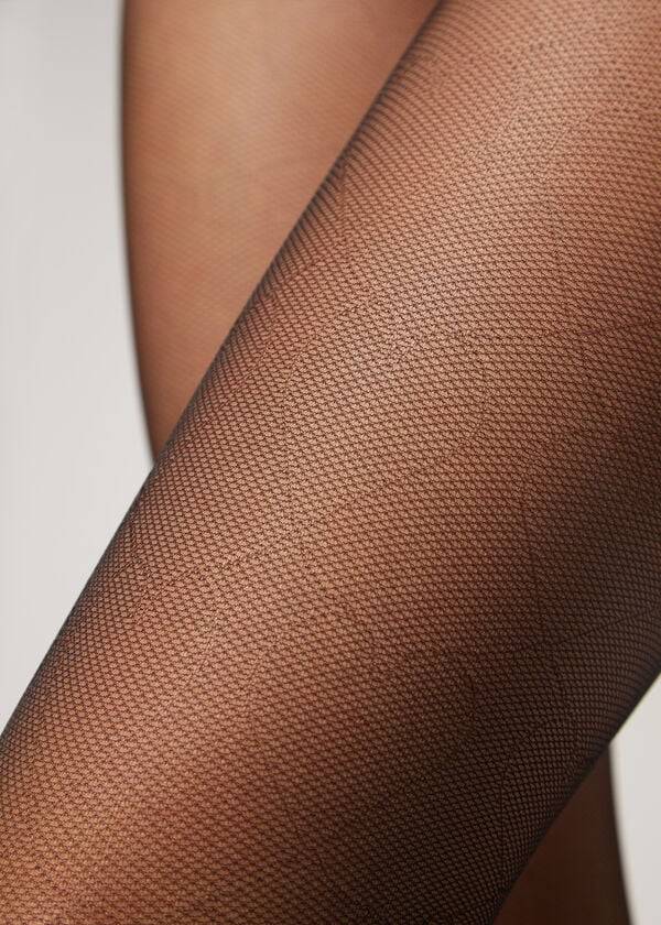 Collants Calzedonia Heart-Motif Micronet Eco Patterned Feminino Pretas | PT3083MA