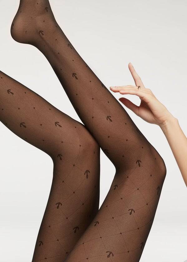 Collants Calzedonia Marine Sheer 50 Denier Patterned Feminino Pretas | PT3076UT