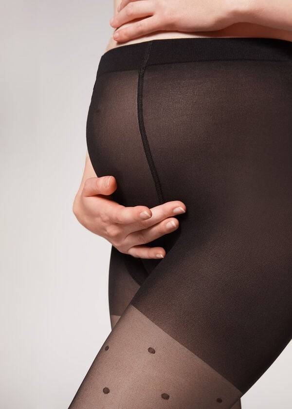 Collants Calzedonia Maternity Polka Dot Feminino Pretas | PT3185XF