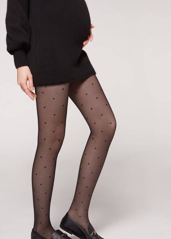 Collants Calzedonia Maternity Polka Dot Feminino Pretas | PT3185XF