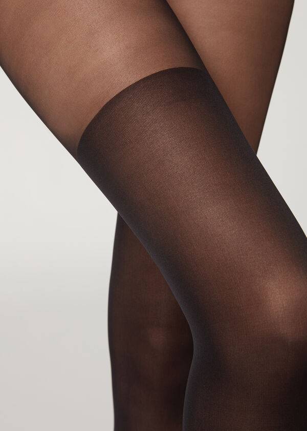 Collants Calzedonia Over-The-Knee Sheer Feminino Pretas | PT2966QZ