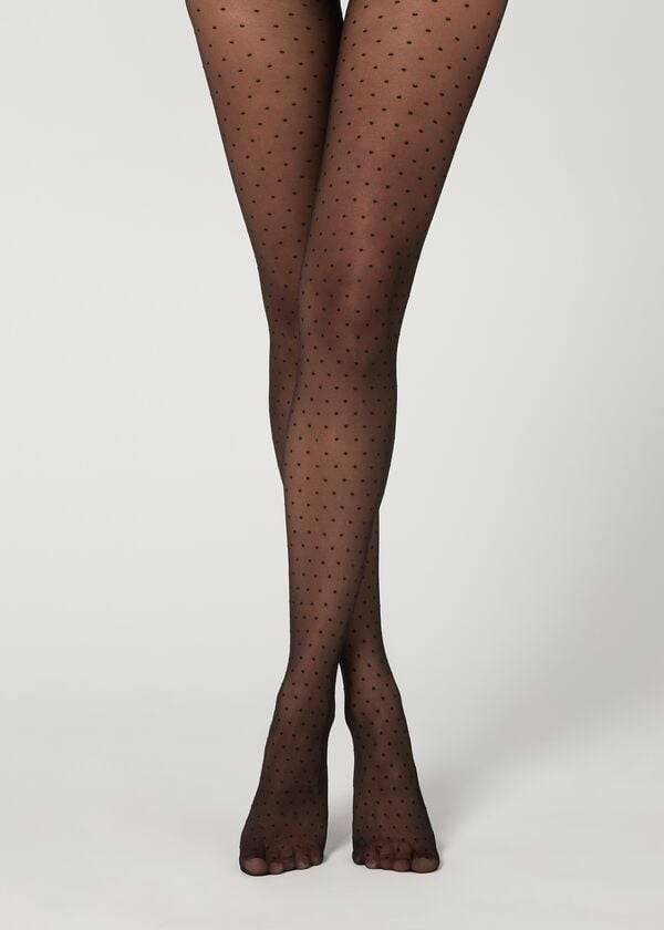 Collants Calzedonia Polka Dot 20 Denier Invisible Sheer Patterned Feminino Pretas | PT3072AP