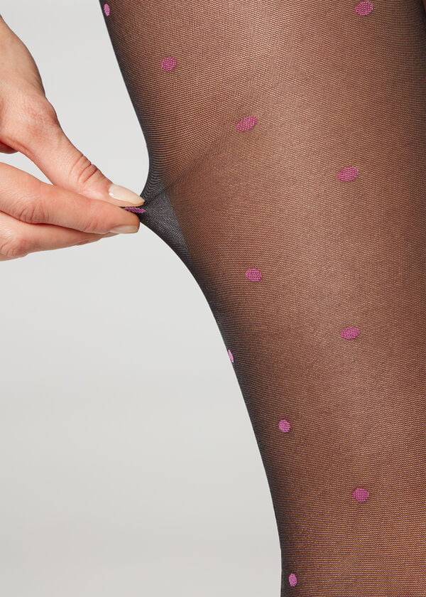 Collants Calzedonia Sheer 30 Denier All-Over Polka-Dot Patterned Feminino Pretas | PT3063WY