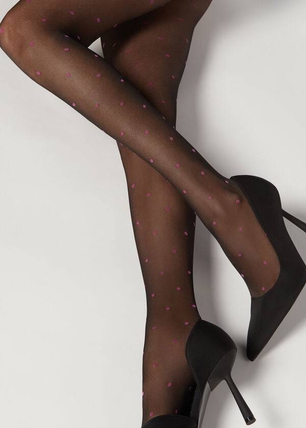 Collants Calzedonia Sheer 30 Denier All-Over Polka-Dot Patterned Feminino Pretas | PT3063WY