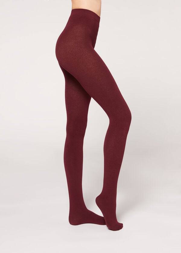 Collants Calzedonia Soft Modal and Cashmere Blend Opaque Feminino Bordeaux | PT3132RW